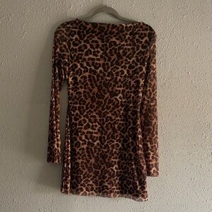 Leopard Print Long Sleeve Dress- Medium